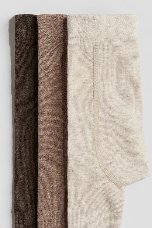 3-pack tights - brown,beige