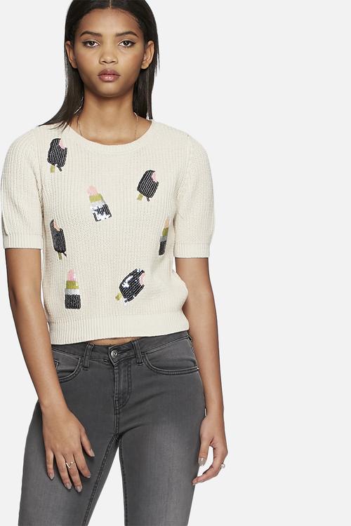 Stick cropped knit top