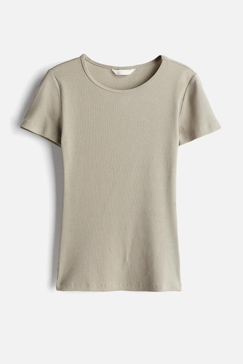 Ribbed t-shirt - light khaki green