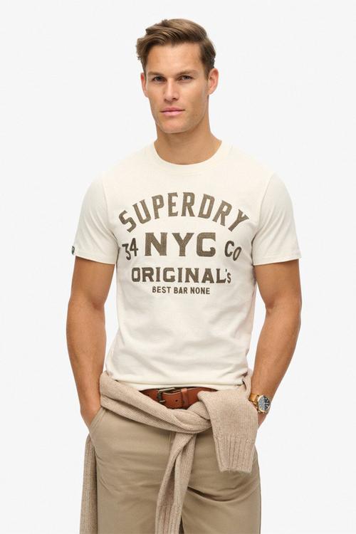Embroidered Script Graphic Tee - Vintage Cream