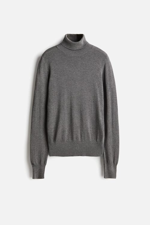Polo-neck jumper - grey marl 