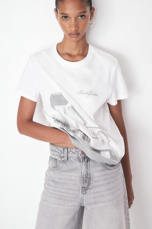 Printed t-shirt - white & beetlejuice