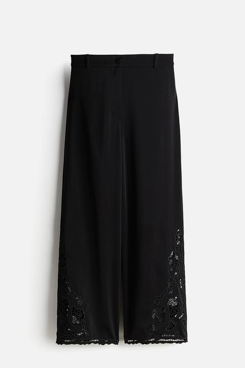 Broderie anglaise trousers - black