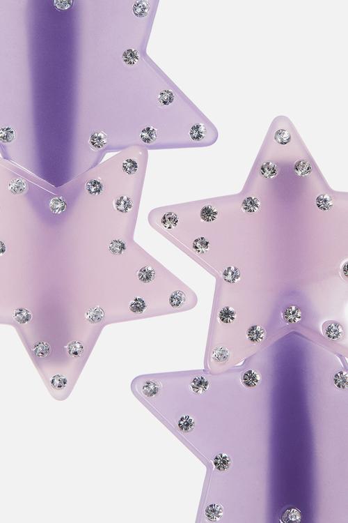 2 pack star-detail hair clips - purple