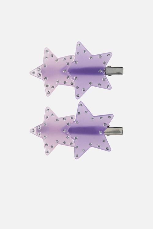 2 pack star-detail hair clips - purple