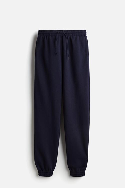 High-waisted joggers - navy blue