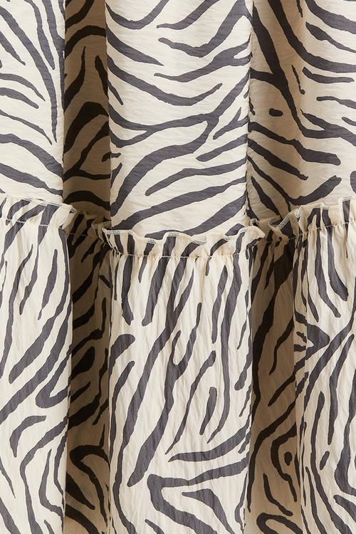 Tie-strap midi dress - light beige zebra print