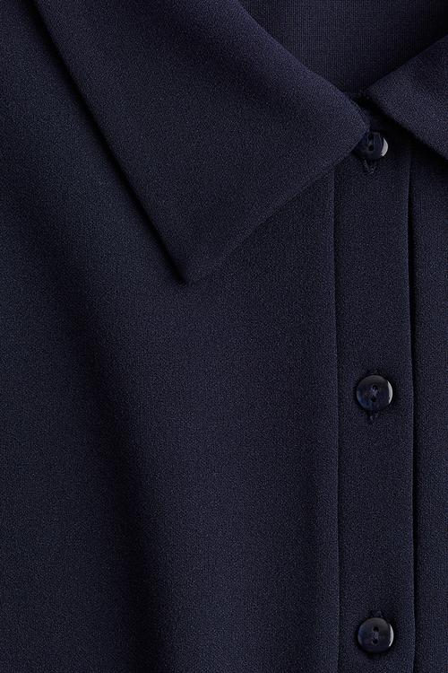 Crêpe polo dress - navy blue