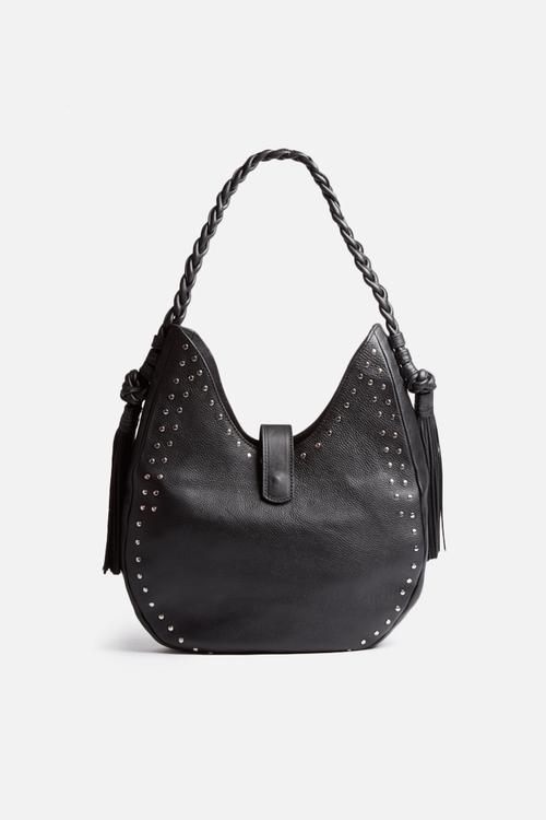 Large leather studded bag