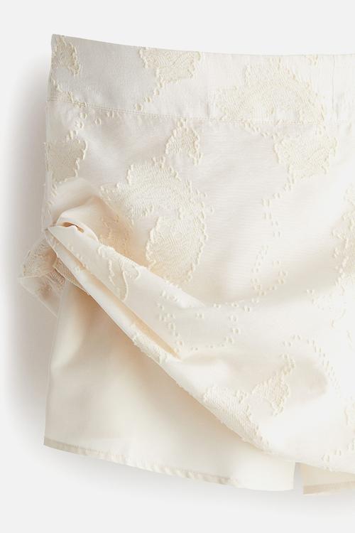 Jacquard-weave skort - light beige