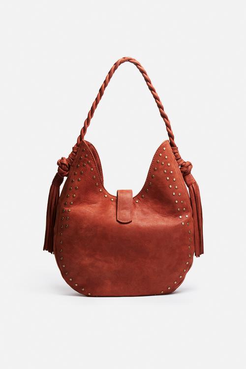 Large leather studded bag
