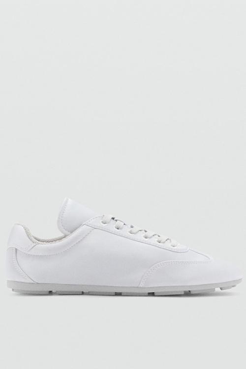 Plains leather trainer - silver