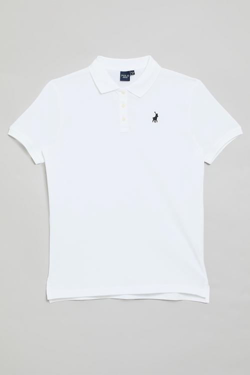 Girls nina short sleeve golfer - white