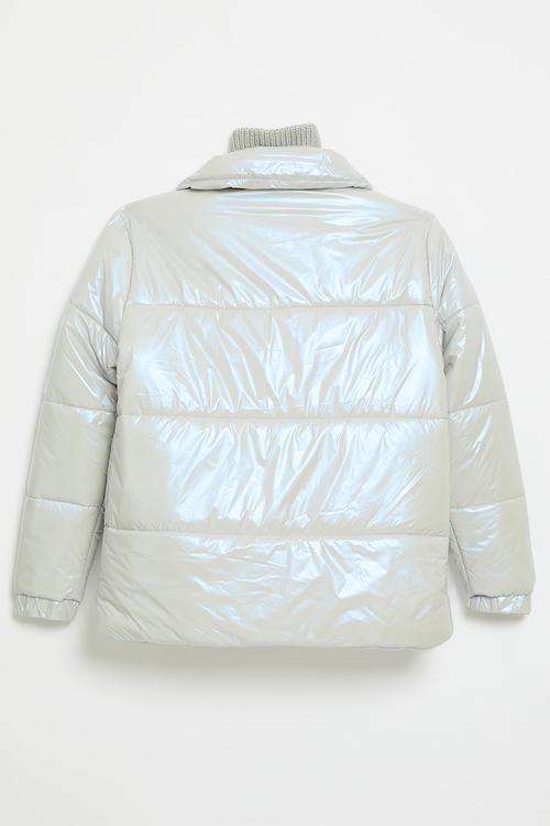 Girls jamie twofer puffer jacket - silver grey