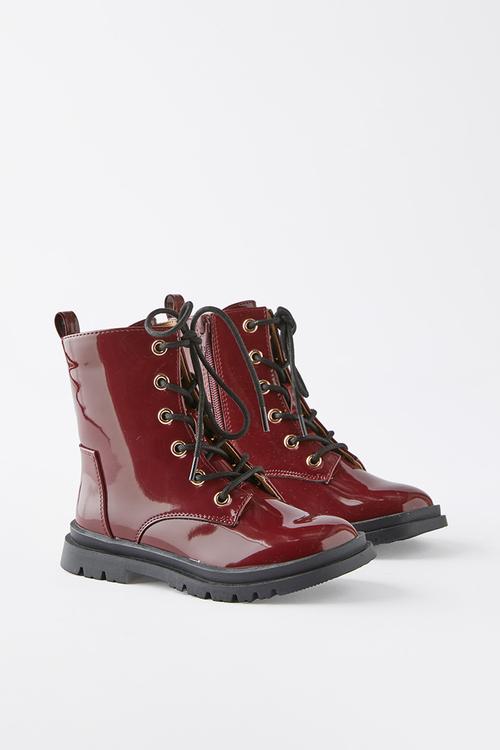 Combat lug boot - bordeaux patent