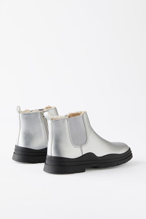 Bobbi lined gusset boot - silver
