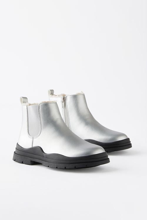Bobbi lined gusset boot - silver