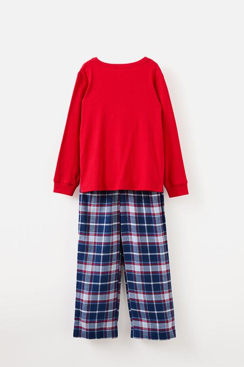 Leo long sleeve pyjama set - in the navy/ large check