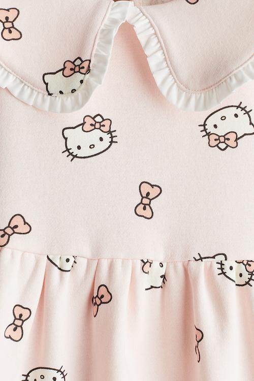 Printed sweatshirt dress - light pink hello kitty