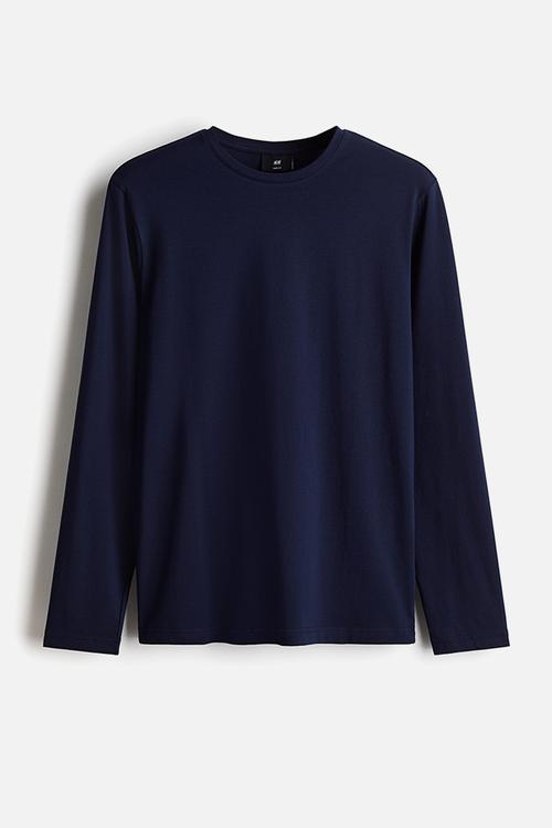Slim fit jersey top - navy blue 