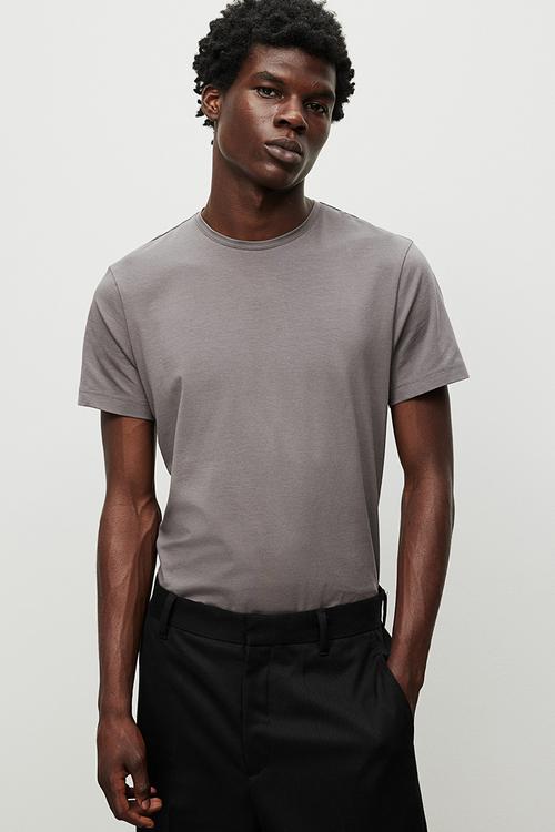Slim fit round-necked T-shirt - grey