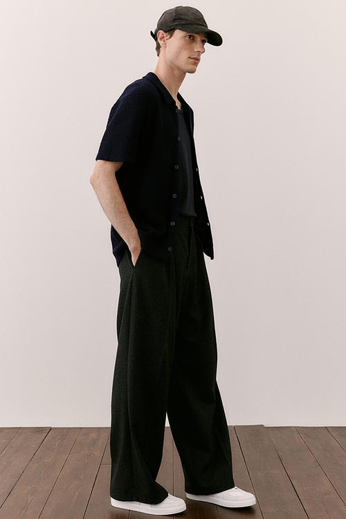 Regular fit textured-knit shirt - blue