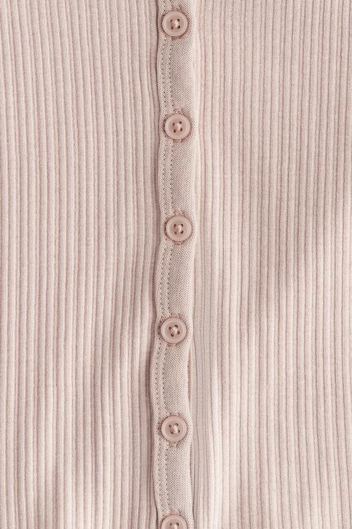 Ribbed button-front top - light dusty pink