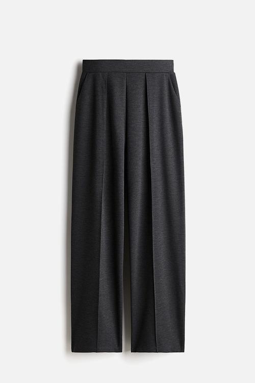 High-waisted tailored trousers - dark grey marl