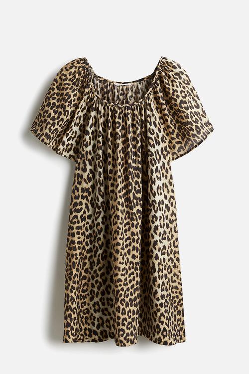 Tie-belt shirt dress - dark beige/leopard print - 1217576030