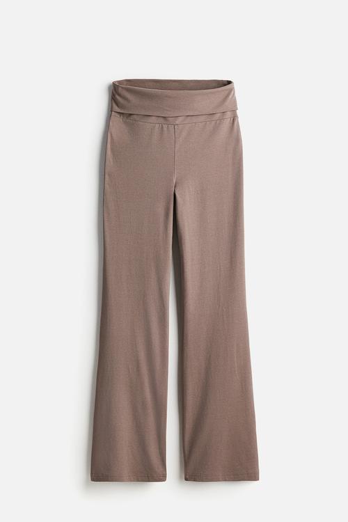 Flared jersey trousers - mole