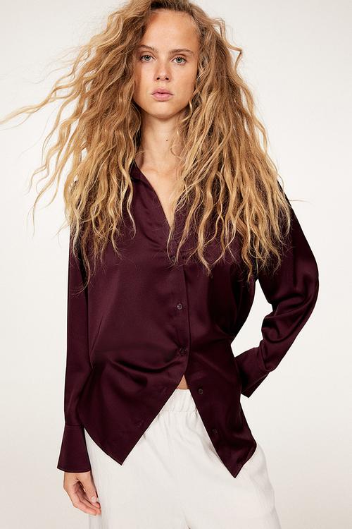 V-neck blouse - burgundy