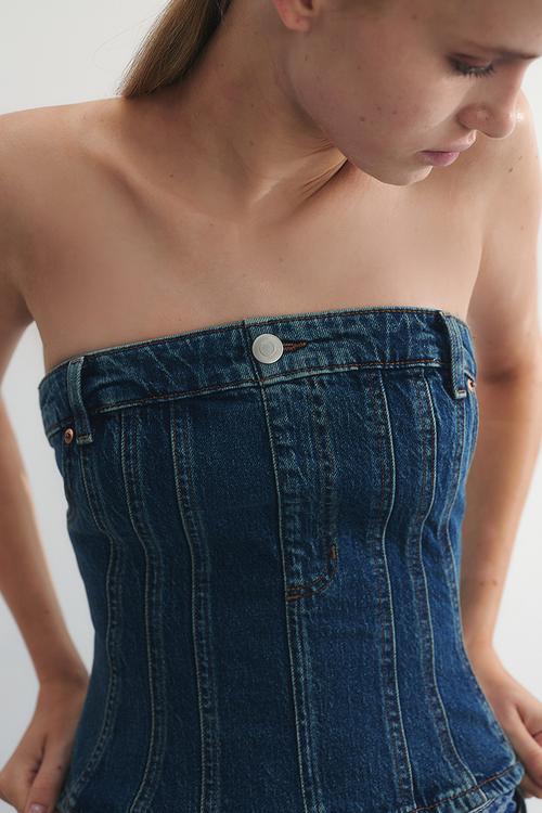 Denim bustier - denim blue