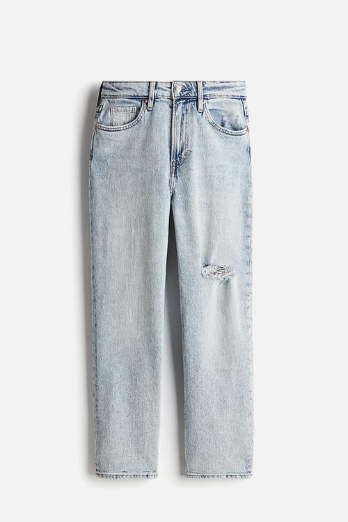 Curvy fit slim straight high ankle jeans - pale denim blue