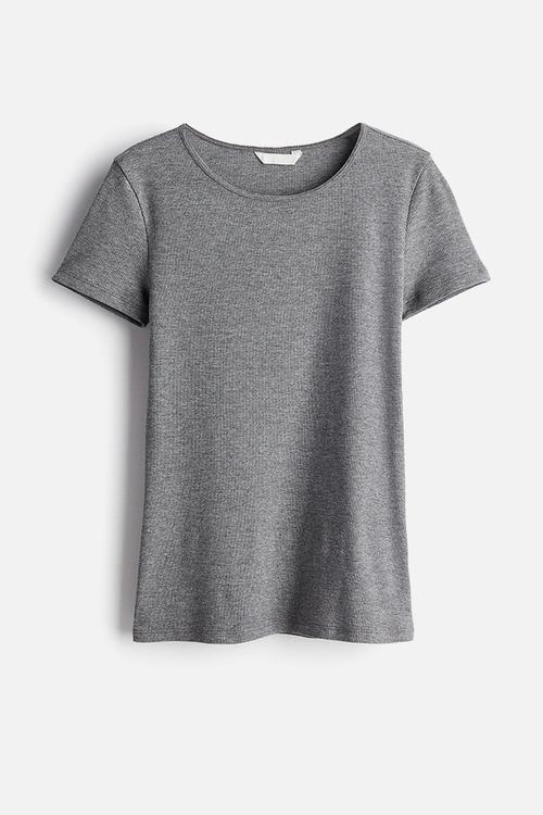 Ribbed T-shirt - grey marl 