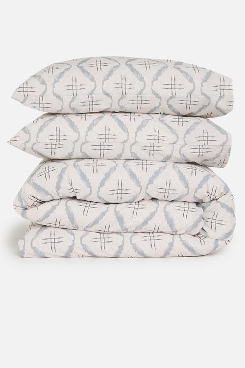 Aztec Ikat Cotton Blend Duvet Set - Natural