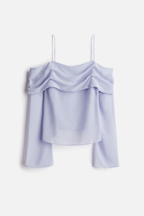Off-the-shoulder chiffon top - light dusty purple