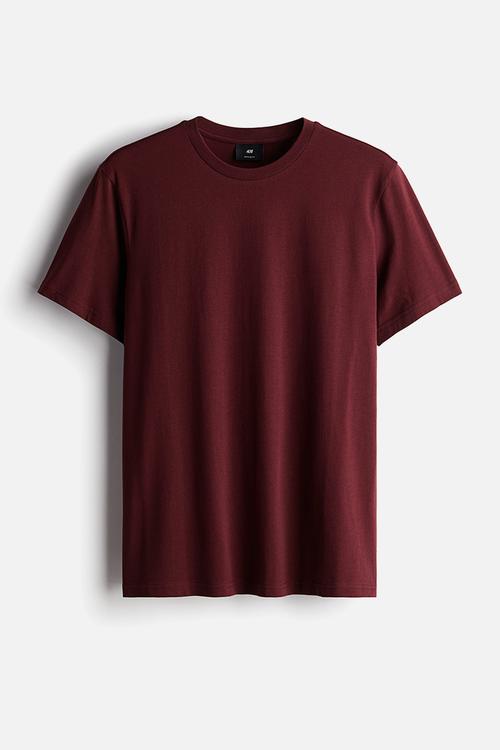 Regular fit round-neck t-shirt - burgundy