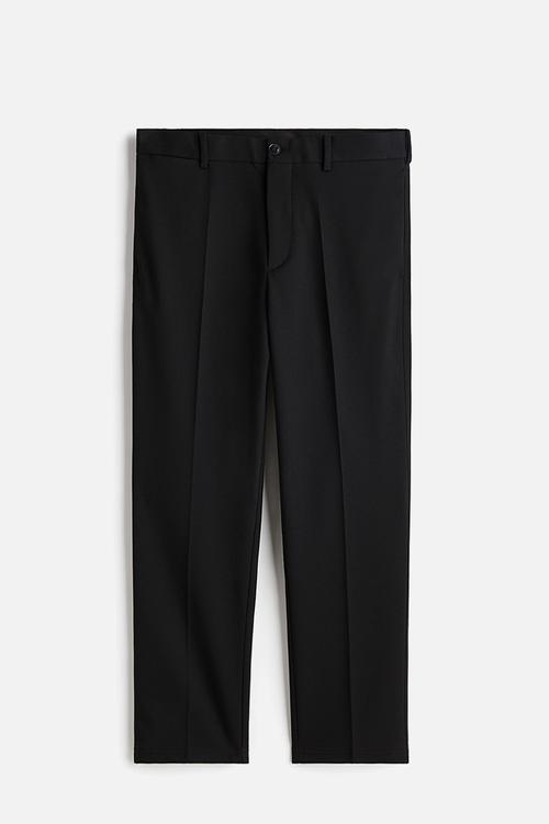 Regular fit cropped trousers - black