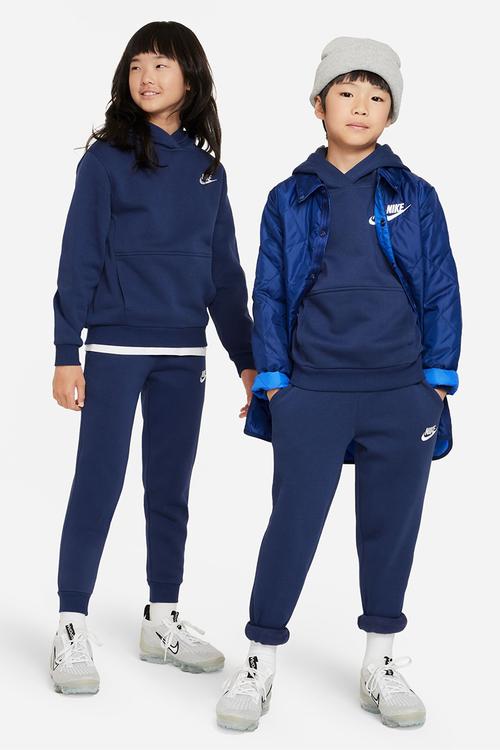 Kids Nike Club Fleece Hoody lbr - Midnight Navy/White