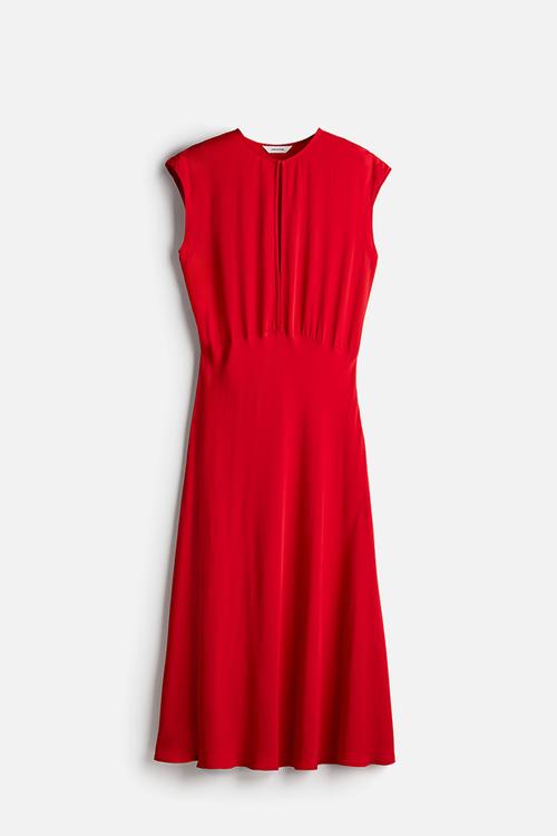 Circular-skirt dress - red