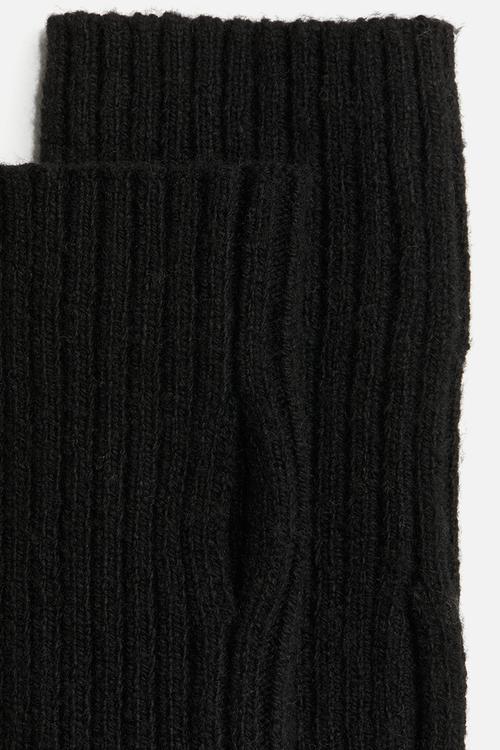 Rib-knit wrist warmers - black