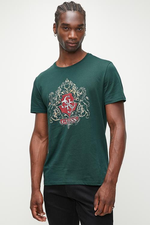SS CN GUESS EMBLEM TEE - DARK JADE