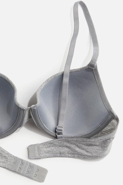Padded underwired cotton bra - light grey marl 