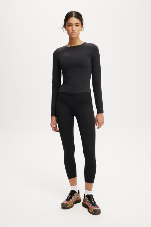 Ultra Soft Fitted Long Sleeve Top - Black