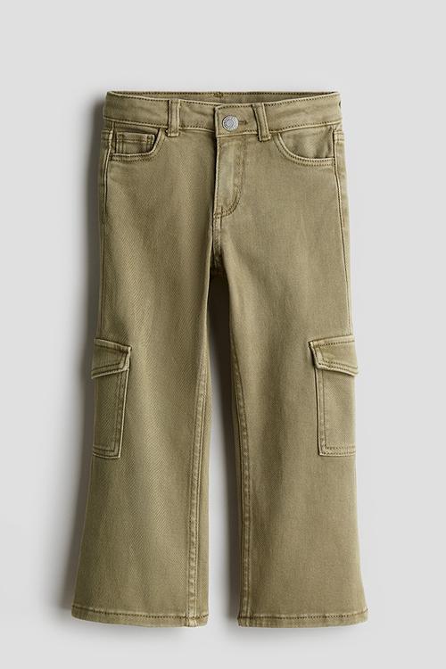 Bootcut cargo jeans -  khaki green