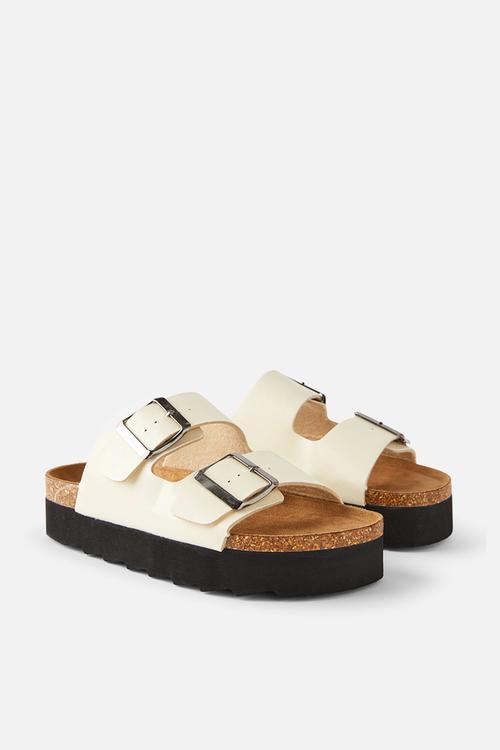 Rex flatform buckle slide - ecru smooth