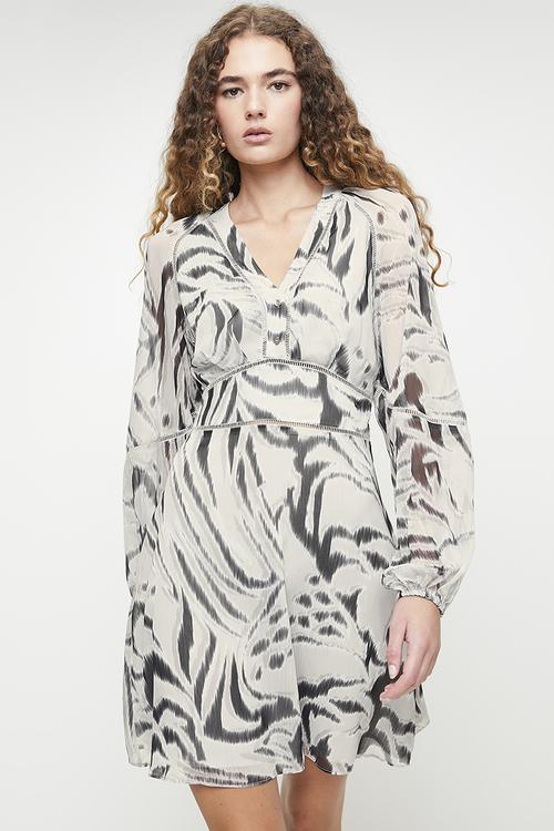 Yvette Long Sleeve Dress - Zebra Skin Print