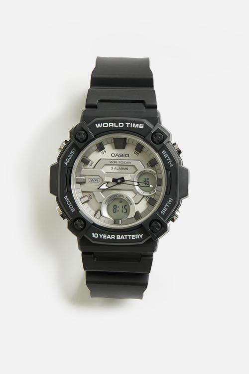 Anadigi silver case black resin band