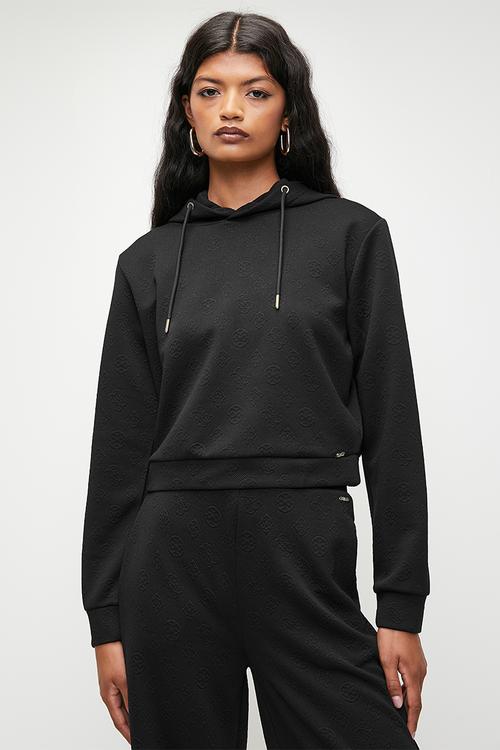 Peony logo hoodie sweatshirt - peony black aop