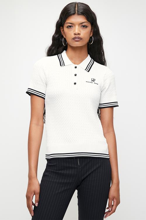 GEORGIANA: Polo Knit Logo Shirt - Off White